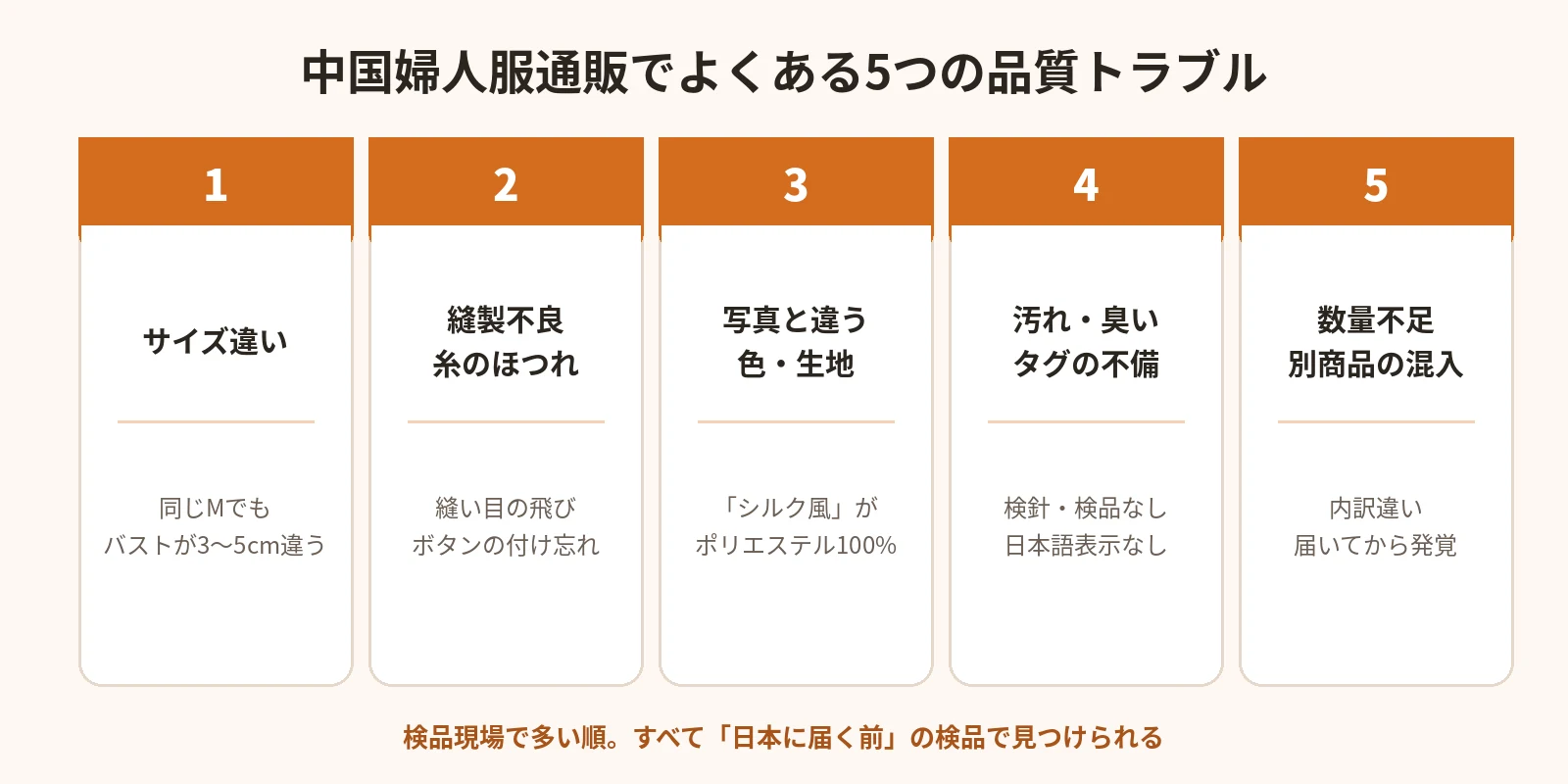 中国婦人服通販でよくある5つの品質トラブル