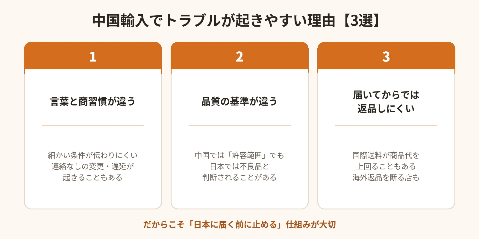 中国輸入でトラブルが起きやすい3つの理由